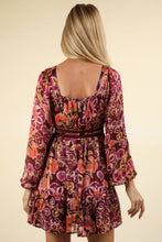 Load image into Gallery viewer, VD33957-Lacetrim Detail Printed Holiday Mini Dress
