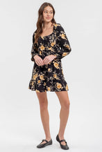 Load image into Gallery viewer, FLORAL LONG SLEEVE BACK TIE MINI DRESS
