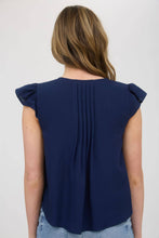 Load image into Gallery viewer, FRONT TIE PLEATED RUFFLE SLEEVE BLOUSE
