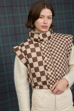 Load image into Gallery viewer, CHECKERED CROPPED PUFFER VEST

