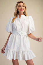 Load image into Gallery viewer, Short-Sleeve Button-Front Belted Mini Dress
