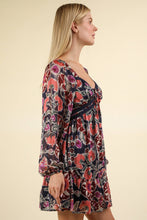 Load image into Gallery viewer, VD33957-Lacetrim Detail Printed Holiday Mini Dress
