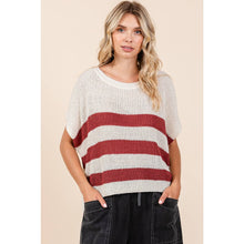 Load image into Gallery viewer, STRIPED DOLMAN SHORT SLEEVE BOXY SWEATER KNIT TOP
