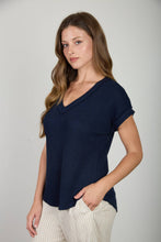 Load image into Gallery viewer, V NECK SHORT SLEEVE TEXTURED KNIT TOP
