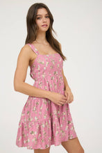 Load image into Gallery viewer, FLORAL SLEEVELESS TIERED MINI DRESS
