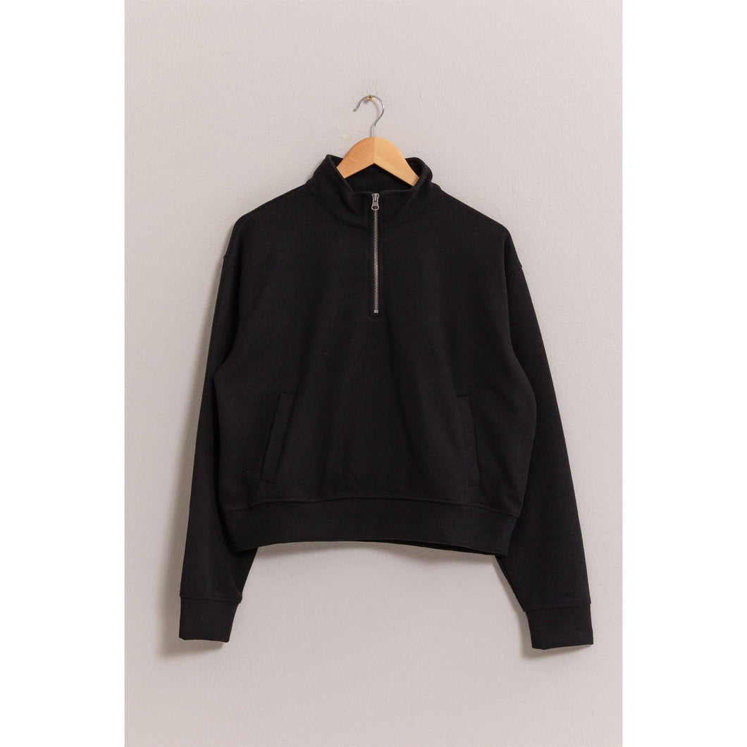 Half Zip Sweatshirt With Front Pockets