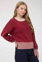 Load image into Gallery viewer, CONTRAST STRIPE HEM LONG SLEEVE KNIT SWEATER
