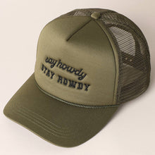 Load image into Gallery viewer, Say Howdy Stay Rowdy Embroidery Mesh Trucker Hat
