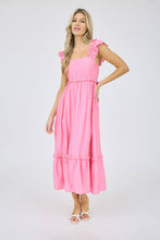 Load image into Gallery viewer, RUFFLE DETAIL EMPIRE WAIST SLEEVELESS MIDI DRESS
