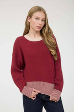 Load image into Gallery viewer, CONTRAST STRIPE HEM LONG SLEEVE KNIT SWEATER
