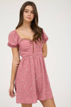 Load image into Gallery viewer, FLORAL SWEETHEART FRONT TIE MINI DRESS
