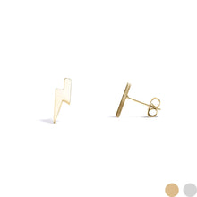 Load image into Gallery viewer, 18K Gold PVD Stainless Steel Lightning Bolt Stud Earrings
