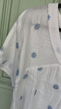 Load and play video in Gallery viewer, Flower Embroidered Woven Blouse Top
