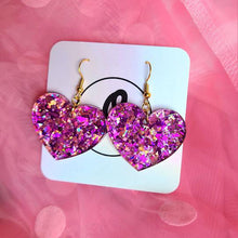 Load image into Gallery viewer, Large heart dangle earrings
